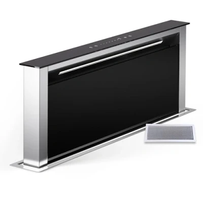 Image of Klarstein Downdraft Cooker Hoods 75cm, 2 in 1 Extractor Fan for Kitchen w/Recirculating Hood Mode, 576m3/h Max Airflow, Hood, LED Lights, Touch Control,