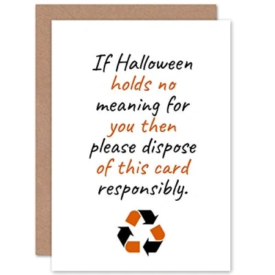 Image of Artery8 Halloween Recycle This No Meaning Happy Funny Eco Friendly Sealed Greeting Card Plus Envelope Blank inside