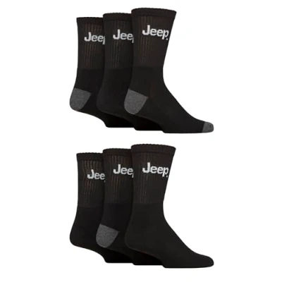 Image of Mens 6 Pair Jeep Cushioned Performance Crew Sports Socks Black 11