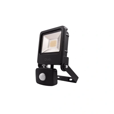 Image of Ovia 20W LED Floodlight With PIR IP44 3000K Black