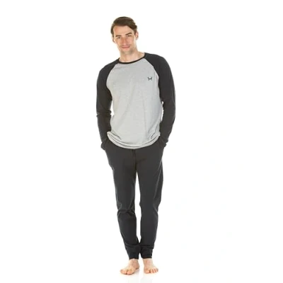 Image of Haigman Men&#039;s Long Sleeve Cotton Rich Jersey PJ Set (XL, 114 120cm/45 47in, Navy/Grey)