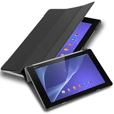 Image of Cadorabo Tablet Case works with Sony Xperia Z2 (10.1&quot; Zoll) SGP521 in SATIN BLACK Ultra Thin Book Style Protection Cover made of Faux Leather Auto Wake Up Stand Function