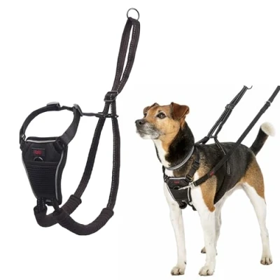 Image of HALTI No Pull Harness to Stop Your Dog Pulling on the Leash. Adjustable, Lightweight and Easy Use. Reflective Training for Toy Small Dogs (Size XS, Black)