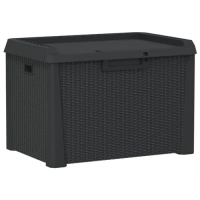 Image of vidaXL Garden Storage Box, Outdoor Box for Patio Terrace, Blanket Cushion Tool, Chest, Modern Style, Anthracite 125 L PP