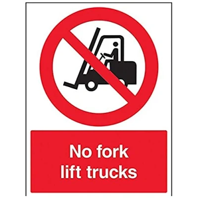 Image of V Safety No Fork Lift Trucks Sign 300mm x 400mm 1mm Rigid Plastic