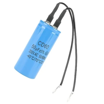 Image of CD60 Run Capacitor with Wire Lead, 250V AC 50uF 50/60Hz for Motor Start Air Compressor