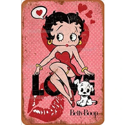 Image of Aquarius Betty Boop Comic Strips Vintage Tin Sign Iron Painting Retro Metal Plaque Art Wall Decor 8x12 Inch