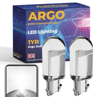 Image of Argo 501 Led Bulbs T10 QTG Xenon White Car Light Interior Upgrade Number Plate Map Dome Courtesy Van Capless Wedge 194 168 W5w Bulb Side 12v