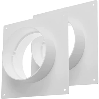 Image of Vent Systems 125 mm / 5&quot; Inch Pack of 2 Air Duct Connector Flange Plastic Ventilation Pipe Ducting for Round Flexible or Straight Pipes, Cooling Heating System HVAC