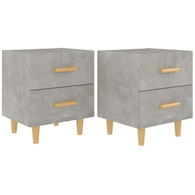 Image of vidaXL Industrial Style Bedside Cabinets in Concrete Grey Set of 2 Engineered Wood and Metal Construction Bedroom Storage Solution with Drawers