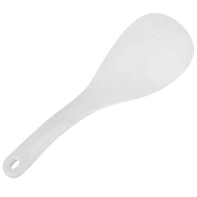 Image of Frefgikty Kitchen Dotted White Plastic Flat Rice Scoop Paddle Meal Spoon