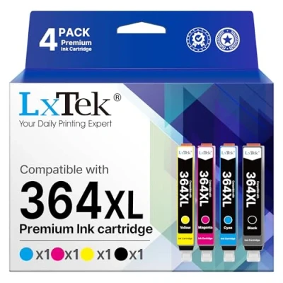 Image of LxTek 364XL Ink Cartridges Multipack Compatible for HP 364 Photosmart 5520 5510 5522 5524 6510 6520 6515 7510 7520 b110a Officejet 4620 4622 Deskjet 3070A 3520 (Black Cyan Magenta Yellow)