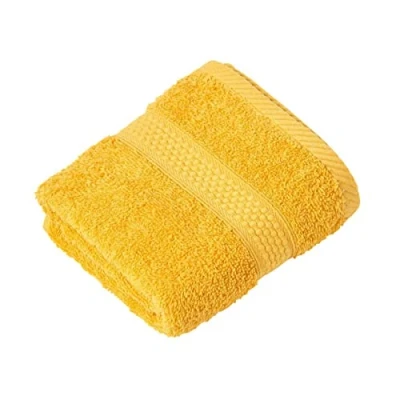 Image of HOMESCAPES Ochre Yellow Turkish Cotton Hand Towel Super Soft Thick &amp; Absorbent 500 GSM Heavy Weight for everyday Luxury