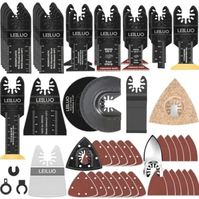 Image of LEILUO 112 Pcs Oscillating Multi Tool Accessories Kits Cutting Sanding Grouting Universal Saw Attachments with Storage Bag Compatible DeWalt Dremel Makita and More