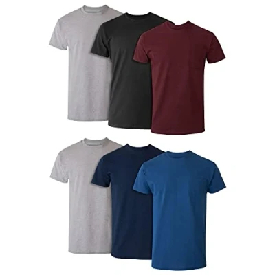 Image of Hanes Men&#039;s ComfortSoft Tagless Pocket T&#039;s, 6 Pack Underwear, Assorted, S (Pack of 6)