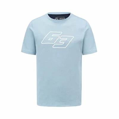 Image of Fuel For Fans Mercedes AMG Petronas, George Russell, t shirt, Silverstone 2022, Special Edition, pale blue, adult size, official merchandise (Small)