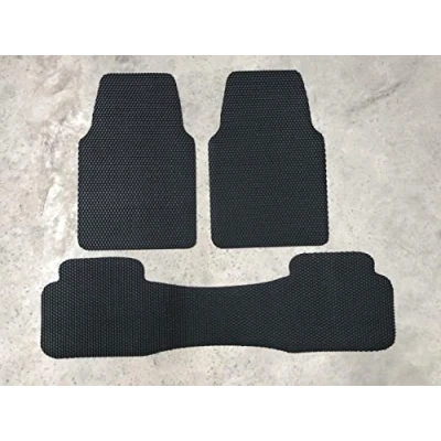 Image of Nicoman Universal Hex Dirt Catcher Anti Slip All Season Car Floor Mat(Black, Full Set with Taxi Style 1 Piece Rear), Regular Size