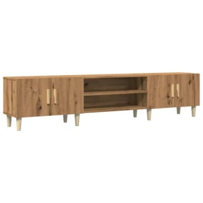 Image of vidaXL TV Cabinet Stand Media Unit Artisan Oak Finish, Engineered Wood, 180 x 31.5 40 cm, 4 Compartments, Doors, Wooden Feet
