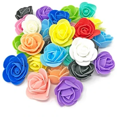 Image of Multicoloured 30mm Foam Rose Flowers Decorative Craft (50)
