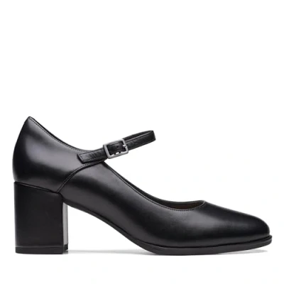Image of Clarks Women&#039;s Freva55 Strap Pump, Black Leather, 3.5 UK