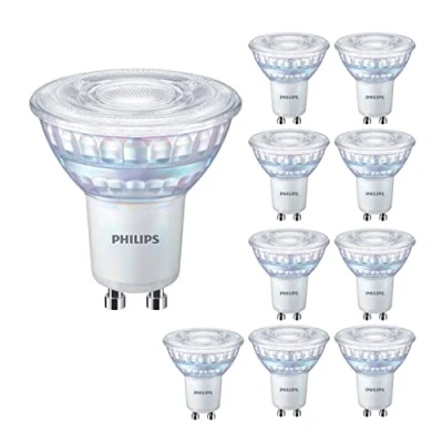 Image of Philips 10 Pack CorePro LED Dimmable GU10 Spot 4W (50W) 36 Degree Beam Angle 2 Pin Mains Voltage 2700k Warm White 345 Lumen 15000 Hours Car Air Freshener Included 80+ CRI
