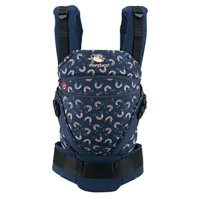 Image of manduca XT Baby Carrier, Adjustable Seat, Expands from Newborn to Toddler Organic Cotton Sling with 3 Carrying Options, Rainbow Night