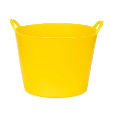 Image of Amtech Flexi Tub for Carrying Water, Soil, Bricks, Super Strong Reinforced Handles, Home DIY, Durable and Long Lasting, Heavy Duty, Cold Resistant (Yellow) (42L)