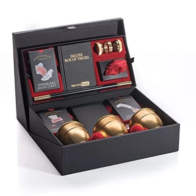 Image of Marvin&#039;s Magic Deluxe Box of Tricks Executive Set for Beginner and Experienced Magicians Magician Supplies Include Mystical Cards, Dynamic Coins + More