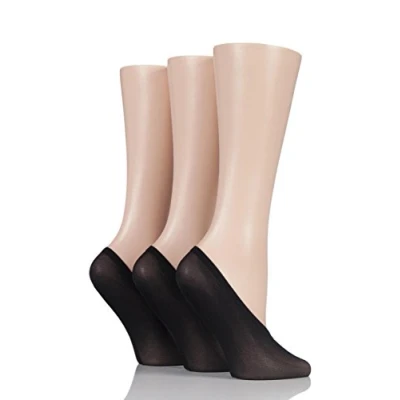 Image of 3 Pair Black Soft Sheen Shoe Liner Socks Ladies 4 8 SOCKSHOP