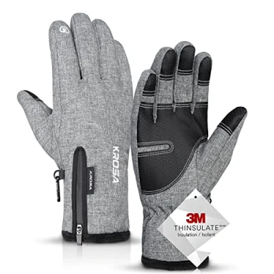 Image of krosa 10℉ Winter Gloves Men Women, 10 Touchscreen Fingers Snow Ski Gloves, Waterproof Cold Weather