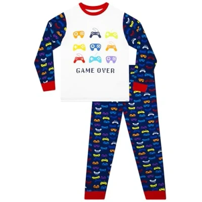 Image of Harry Bear Boys Gaming Pyjamas Snuggle Fit Blue Age 7 to 8 Years