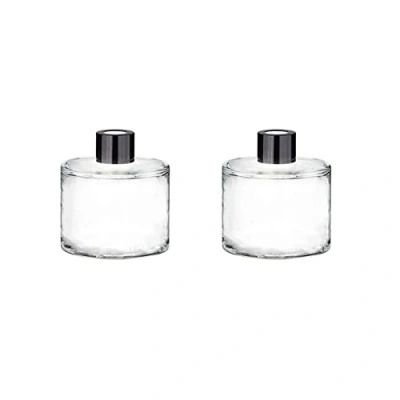 Image of 2 Pcs 50ml 1.7 floz Empty Round Glass Diffuser Bottles with Black Caps Jars Containers Essential Oil Fragrance Reed Holders Accessories