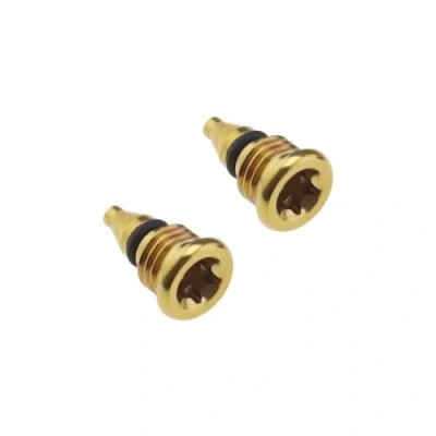 Image of 2 Pieces Bicycle Bleed Screws for Lever Reservoir T25, Compatible with Magura EBT Bike, Titanium Alloy Fuel Tank Oil Filler Hole Screw Gold