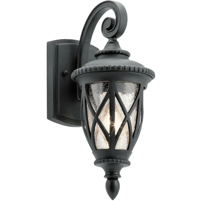 Image of Admirals Cove Outdoor 1 Light Wall Lantern, Textured Black, IP44, E27