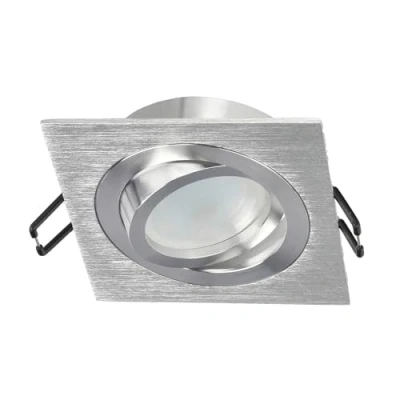 Image of EDO Recessed luminaire spot Ceri 1 SQ Sliver swivelling Ceiling Square Silver Cut Spotlight lamp Aluminium EDO777137