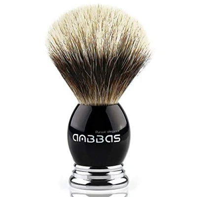 Image of Anbbas Silvertip Badger Shaving Brush,Black Resin &amp; Alloy Design Handle for Men Wet Shaving,Handmade Brush,No Hair Shedding, No Terrible Smell