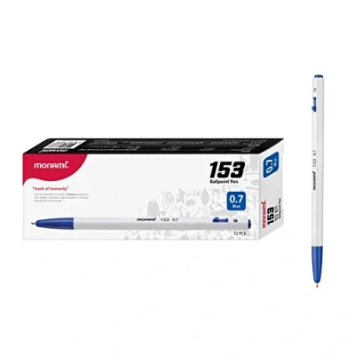 Image of Monami New Releases 153 Ballpoint Pen 0.7 Mm Dozen Box Blue Ink