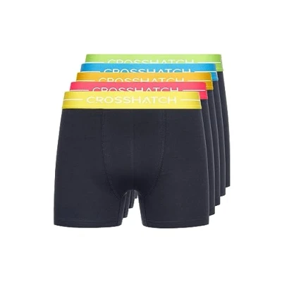 Image of Crosshatch Mens Boxers Shorts (5 Pack) ASTRAL Multipack Underwear Gift Set Colour Trunk Boxers(S/Astral NAVY)