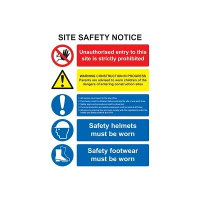 Image of Sitesafe Site Safety Notice Rigid PVC Sign 300 x 400mm