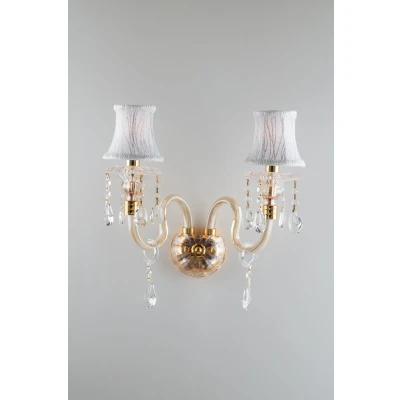 Image of MONET Wall Light Gold, Crystal With Fabric 40x37x24cm