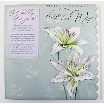 Image of Sad Loss of Wife Deepest Sympathy Condolence Card + Detachable Pocket Keepsake