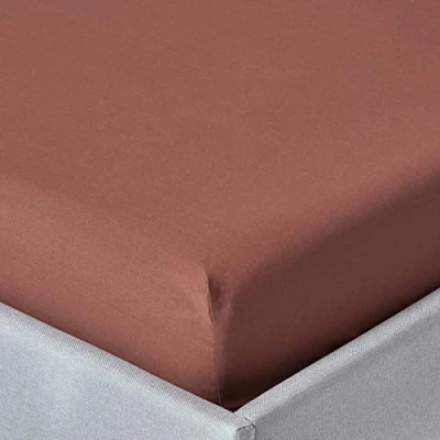 Image of HOMESCAPES Chocolate Brown Deep Fitted Sheet (12) Single 200 TC 400 Thread Count Equivalent Pure Egyptian Cotton Bed with Fully Elasticated Skirt