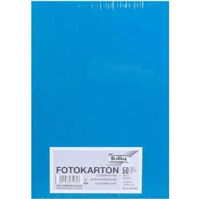 Image of folia 614/50 34 Photo Card DIN A4, 300 g/m², 50 Sheets, Medium Blue, for Crafts and Creative Design of Cards, Window Pictures Scrapbooking