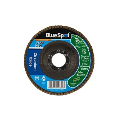Image of Blue Spot 19691 40 Grit Zirconium Oxide Flap Disc, 0 V, Black, 115 mm, 4.5&quot; inch