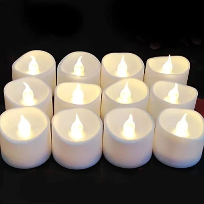 Image of 12 Pack Flameless Led Tea Lights Candles with Timer,6 Hours On and 18 Off in 24 Cycle Automatically Warm White for Wedding,Parting
