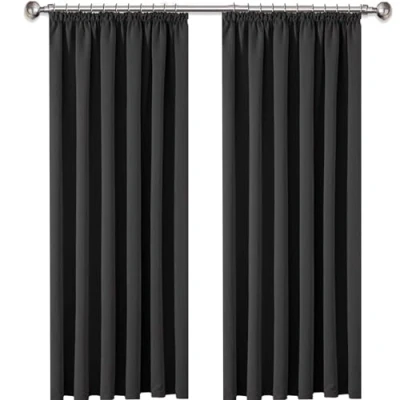 Image of AMEHA Blackout Curtains for Living Room Pencil Pleat Grey Bedroom &amp; Drapes 72 Inch Drop Thermal Insulated Super Soft Black Out Window Curtain Pair Panels with Tiebacks 66&quot; x 72&quot;