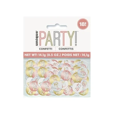 Image of Unique 84946 Birthday Confetti Cutouts 5 oz. Glittery Rosegold 1 pack, Rose Gold, Age 18
