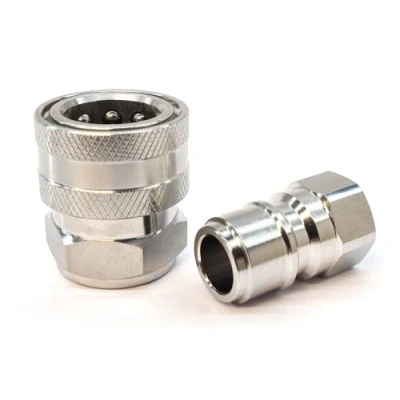Image of Stainless Steel Pressure Washer Jet Wash Quick Release Couplings 3/8&quot; BSP (Set Couplings)