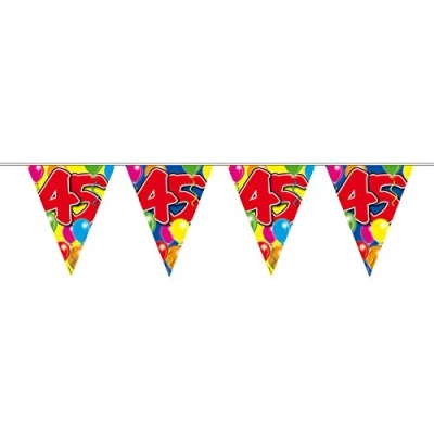 Image of Folat 4564 45th Birthday Bunting with Balloons Colourful 10 m, Multicoloured, 11