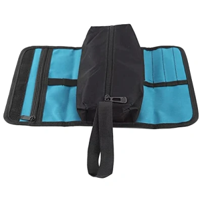 Image of Oumefar Tool Bag, Electrician Storage Bag Foldable Maintenance Tools Roll Electricians Holder Hardware Organizer Pouch (Blue)